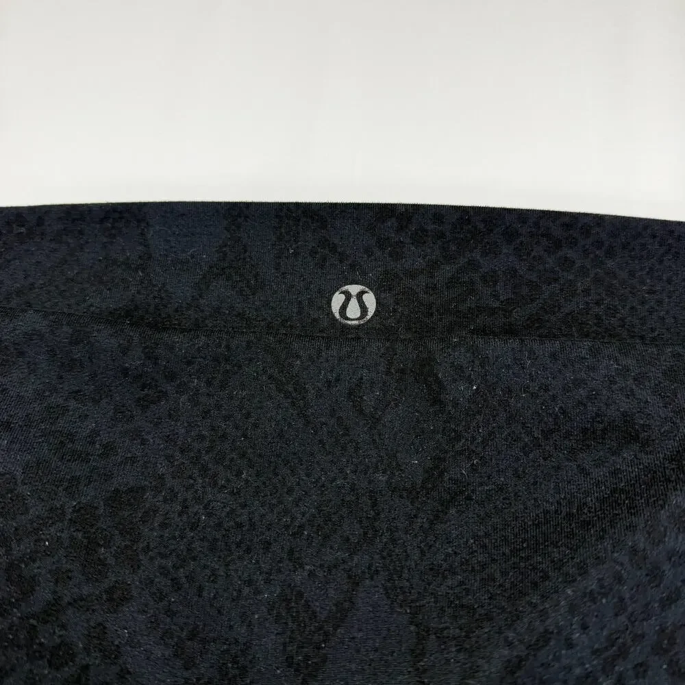Lululemon Leggings Womens Sz 7/8 Black Snakeskin Athletic Yoga Pants Stretch Gym